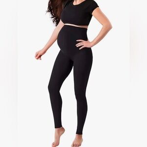 Terramed Just Think Comfort Maternity Leggings Pregnancy, Black, Size Small